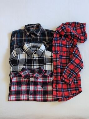 Cotton Flannel Button Down Lot of 4 Bundle OshKosh TCP Joe Fresh 3T Fall Cozy